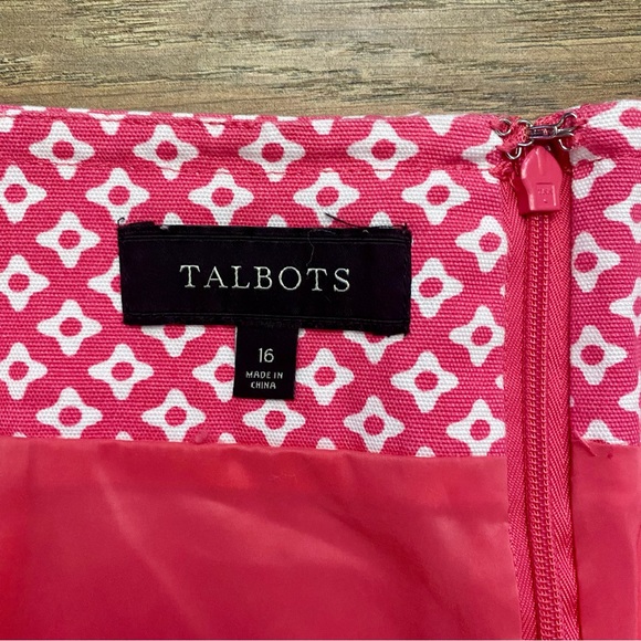 Talbots Skirt 16 Pink / White Lined 1/4 zip reverse - Picture 4 of 6
